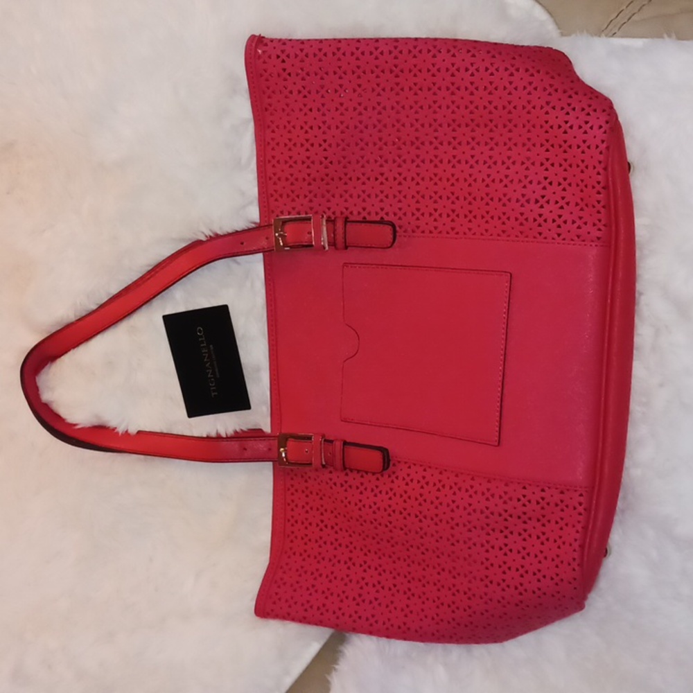 🦋New Large Size Tignanello Leather Laser Cut Large Pink Bag or Tote NWOT - Picture 3 of 17